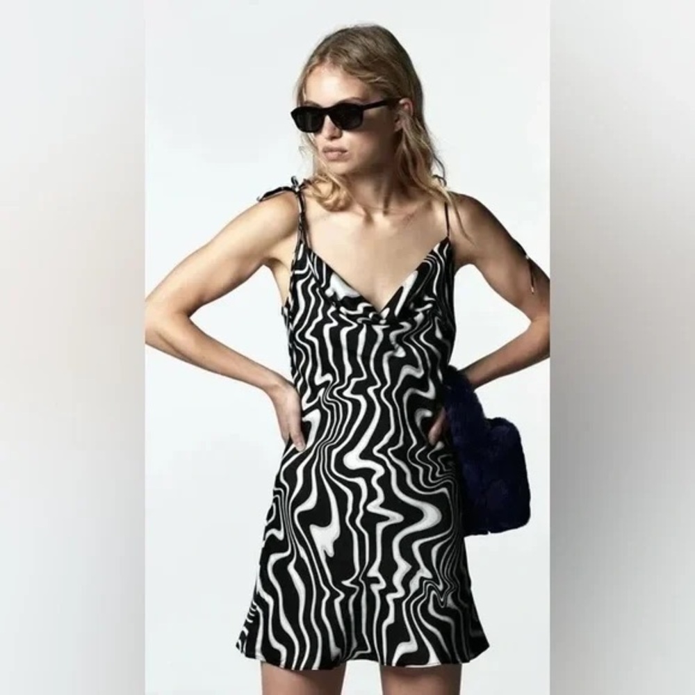 Black and White Zebra Print Slip Dress